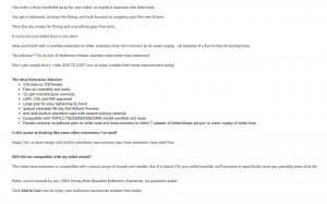 Amazon Copywriting - Toilet Hose Extension - Description