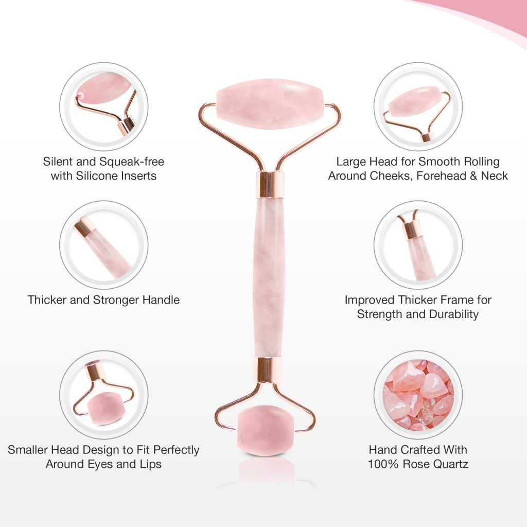 Rose Quartz Face Roller with Gua Sha