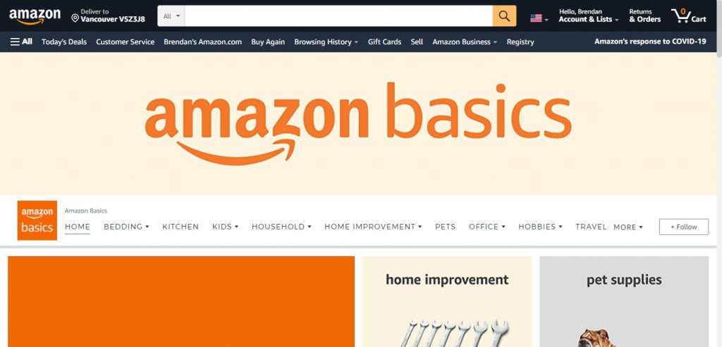 Amazon basics storefront