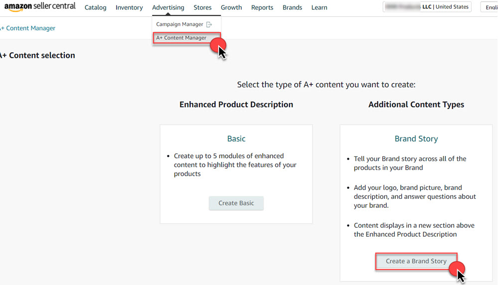 how to make brand story amazon